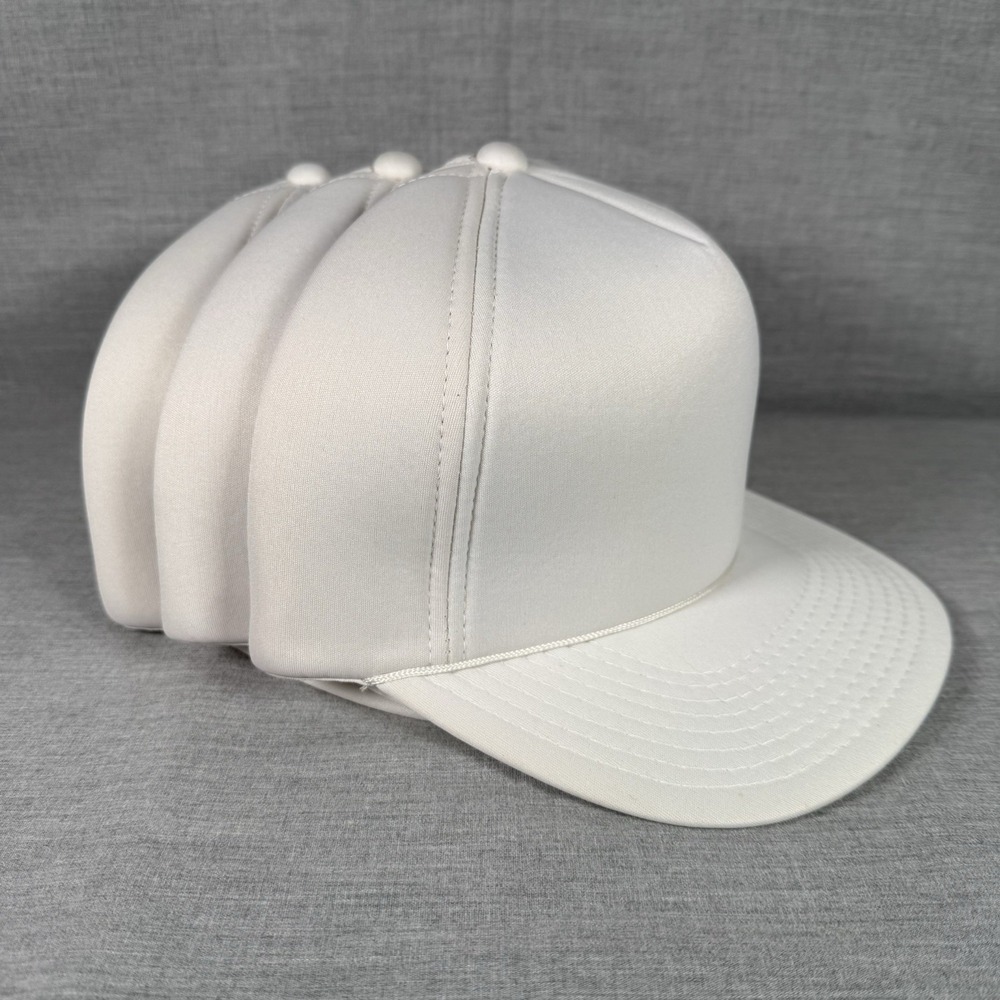 Youngan Snapback Cap Hat Qty 3 White Insulated Adjustable Trucker Blank Vintage